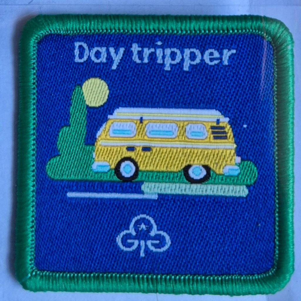 Guide Day Tripper badge, green binding.  Campervan logo.